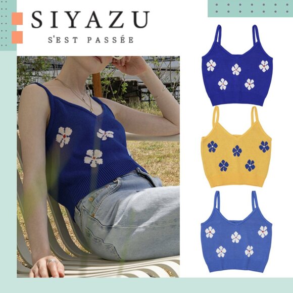 Siyazu Flower Patterns Sleeveless Street Style Plain Cotton tank top 2 colors - Picture 1 of 16